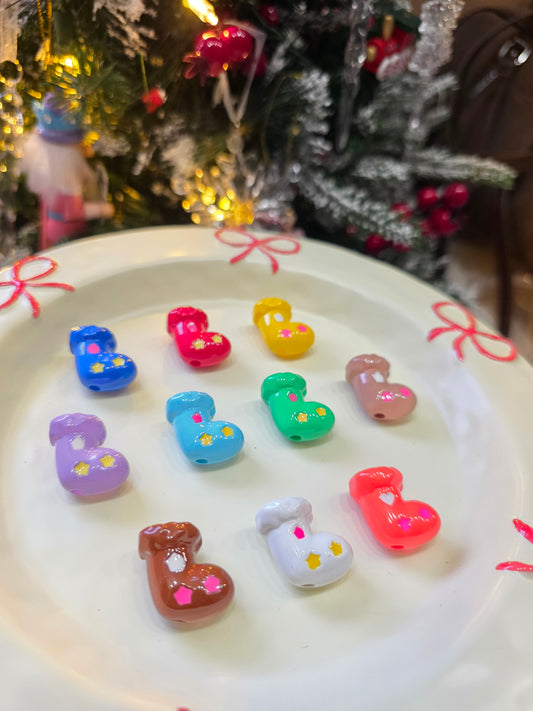 Christmas Sock bead - 10 pcs mix color