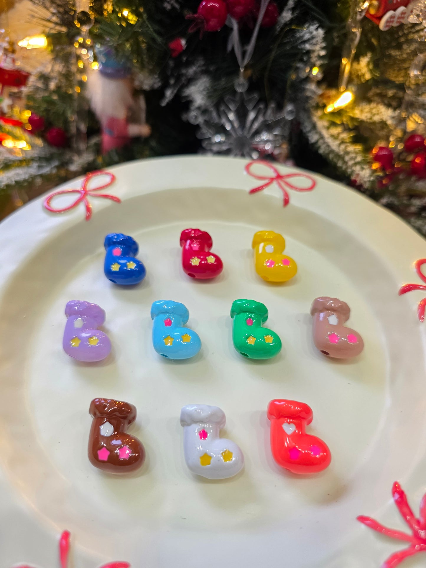 Christmas Sock bead - 10 pcs mix color